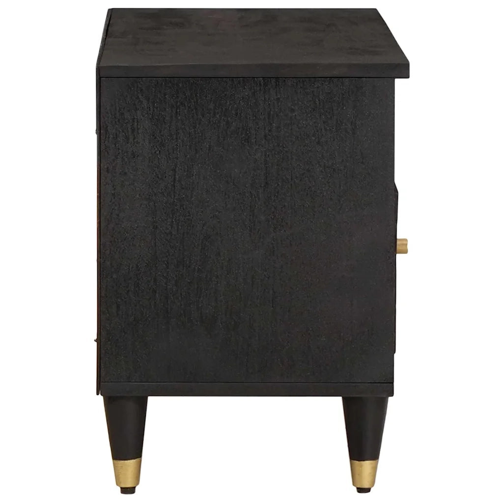 Mobile TV Nero 80 x 33 x 46 cm Legno di mango massello 4018825