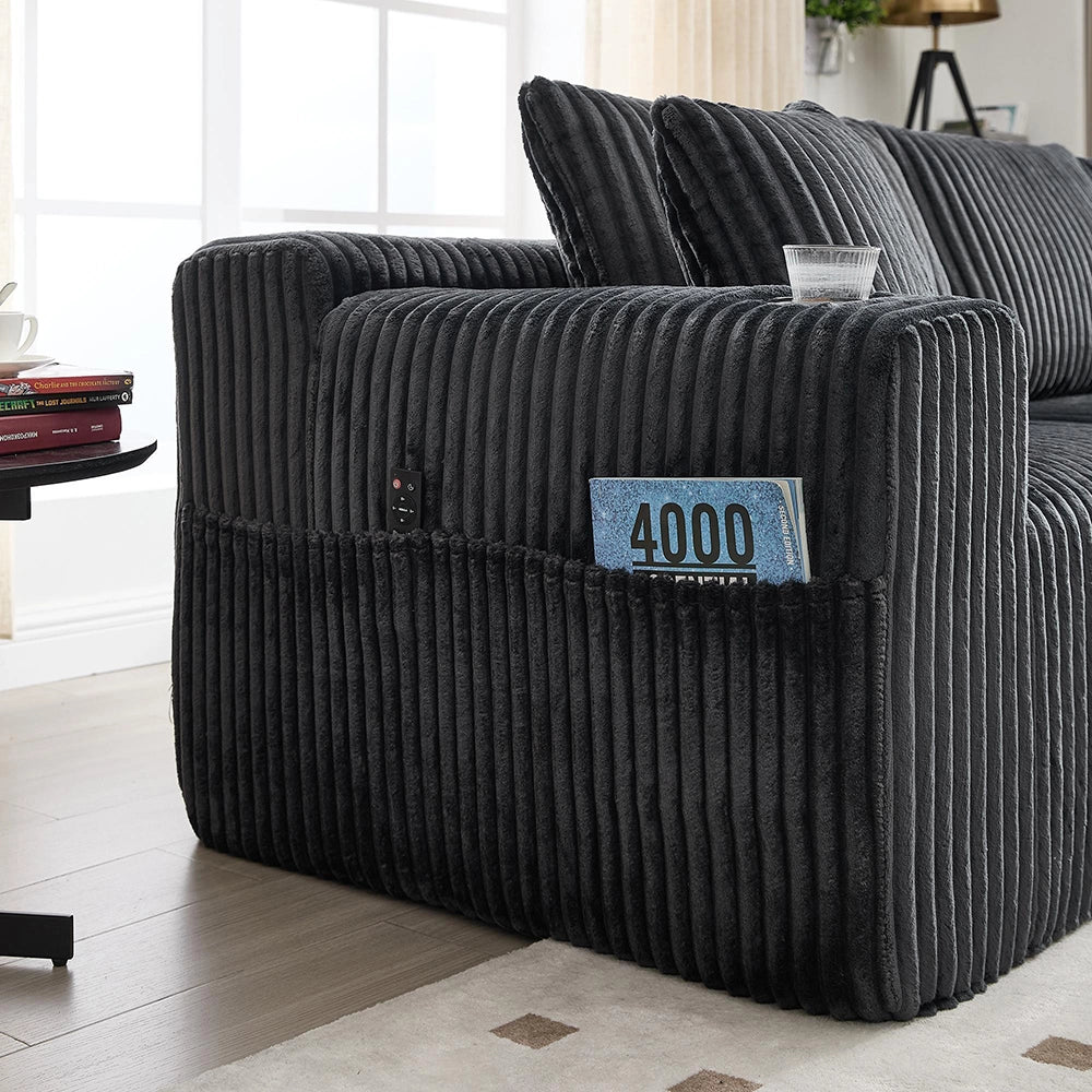 Divano letto moderno 2 posti - Xylo - Con USB, regolabile, gambe in metallo, trasforma in letto