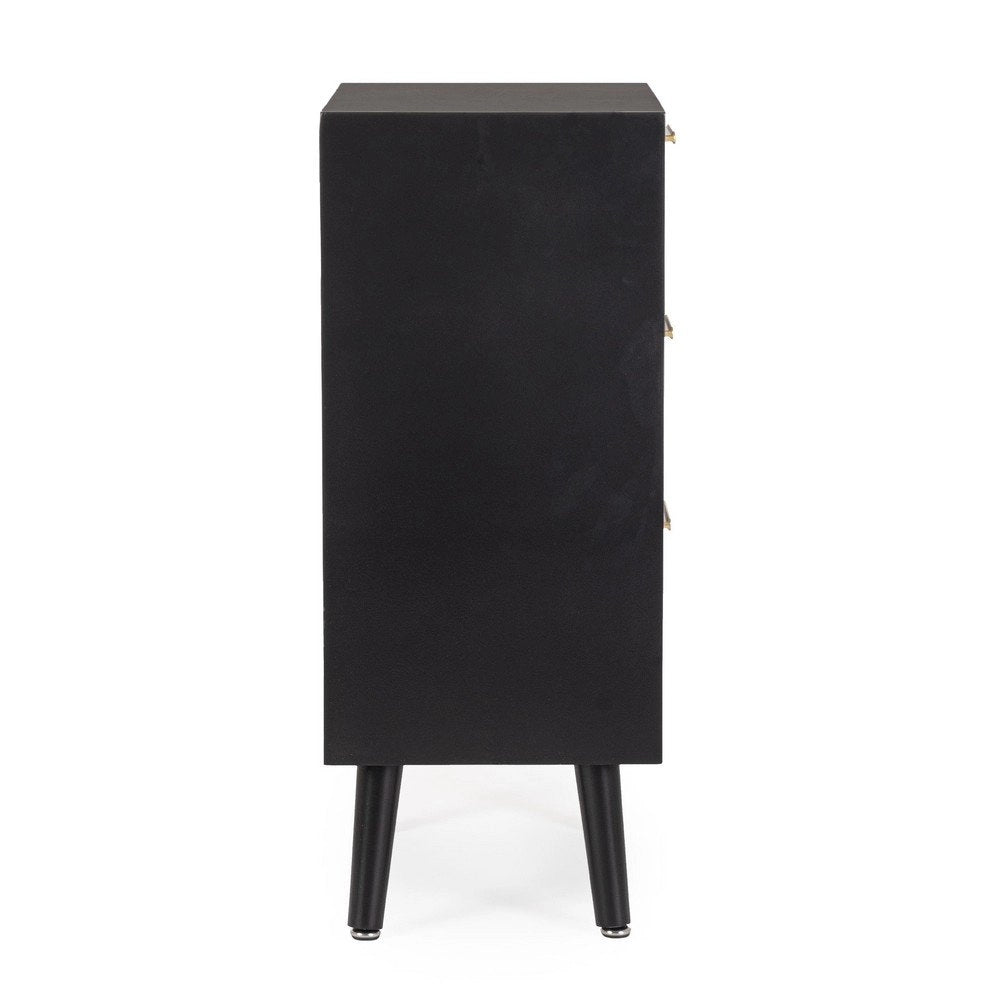 Cassettiera Legno Nero Stile Boho da Interno - JOSIE