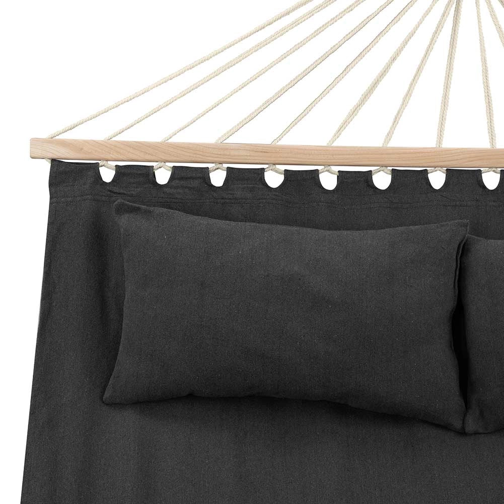 Amaca Giardino e Campeggio 2Posti Legno e Tessuto Pieghevole 345x150cm Antracite