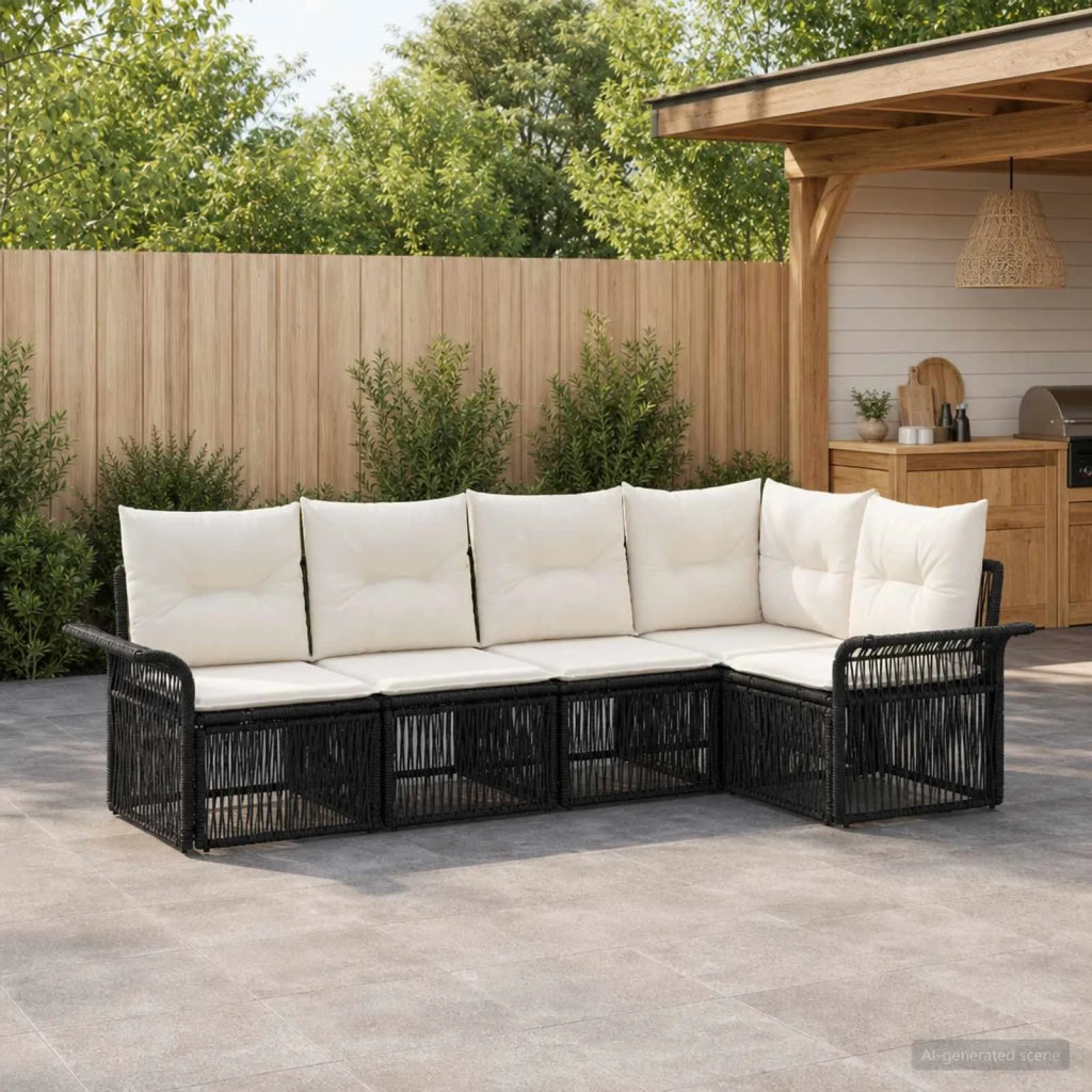 Set Divano da Giardino 5 pz Nero polyrattan 3434827