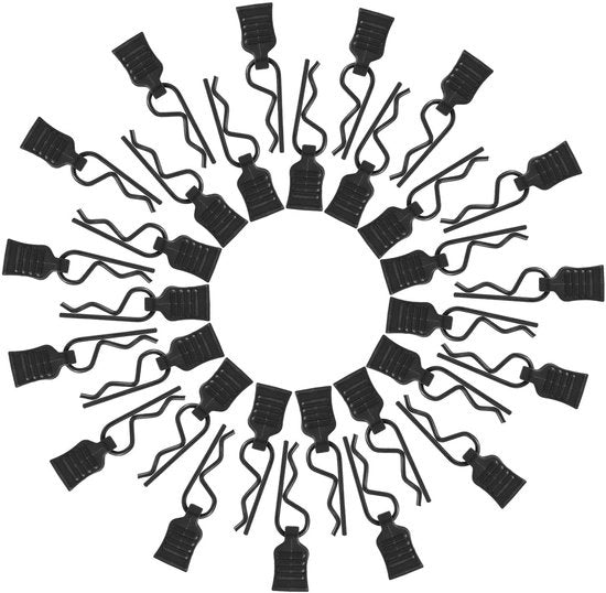 Clip di corpo 30 pezzi - Plastica/Acero inossidabile - Per Traxxas/Redcat/HPI - Ricambi - Diametro 1 mm - Nero - Bodypins