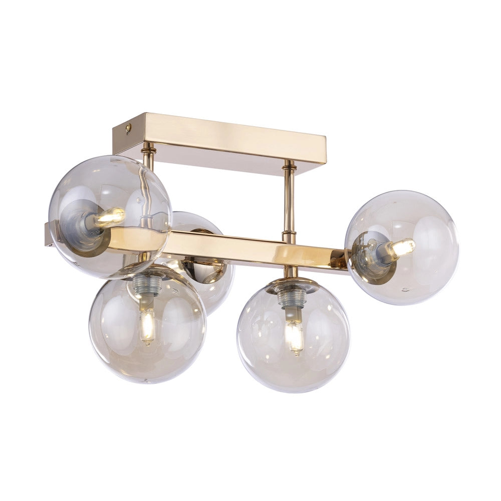 Maytoni applique contemporanea Dallas 5 luci G9 oro metallo vetro diffusore ambra