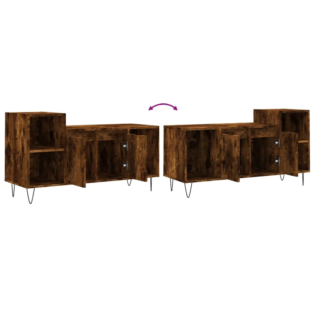 Mobile TV multimediale scaffale TV credenza mobile TV sala da pranzo soggiorno camera da letto rovere affumicato 100 x 35 x 55 cm legno ingegnerizzato marrone 02_0027275