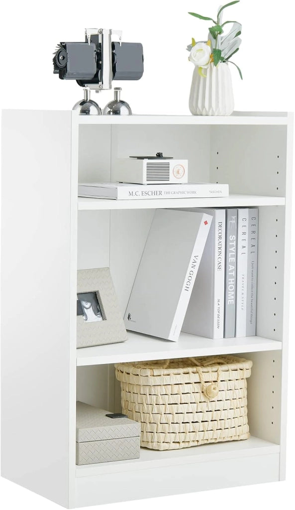 Libreria Aperta a 3 Livelli con Ripiani Regolabili, Libreria a Cubi con Dispositivo Antiribaltamento per Soggiorno, Camera da Letto, 50x30x75 cm, 3 Colori (Bianco)