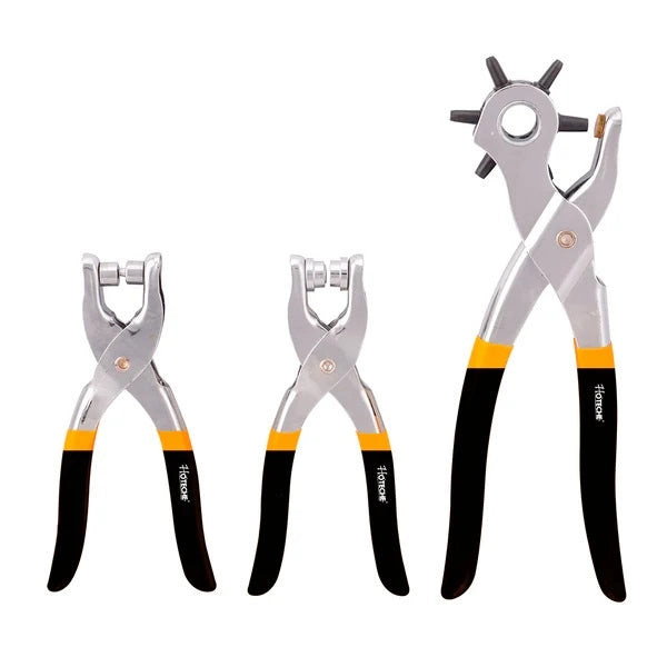 Set 3 Pinze Fustellatrice Cuoio Occhiellatrice Perforatrice con 100 Occhielli e Bottoni