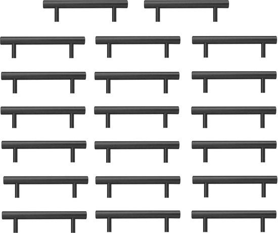 Greppini da Cucina in Acciaio Inossidabile Nero 128mm Verniciatura a Spruzzo Nero - Set da 20 Pezzi