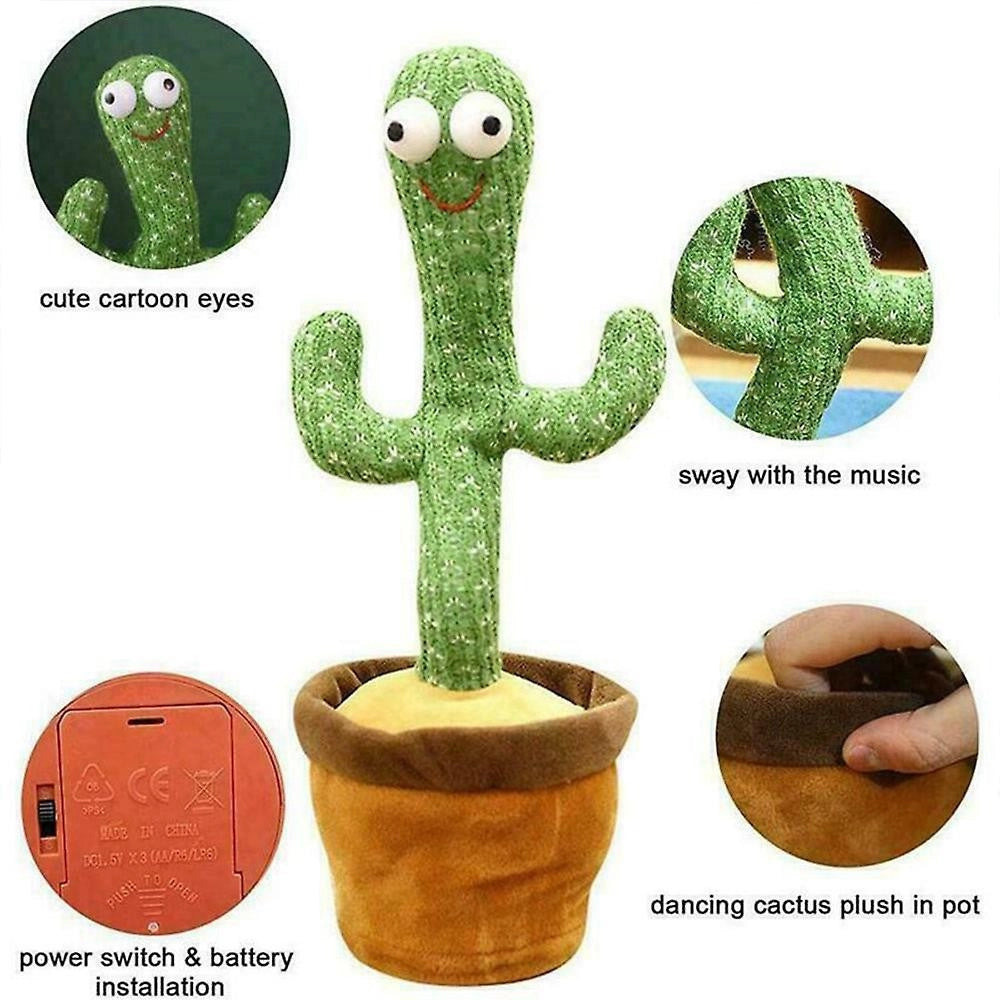 Trade Shop - Cactus Ballerino Giocattolo Pupazzo Peluche Parlante Canta Balla Luci E Suoni -
