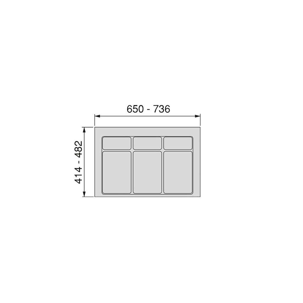 Base 3 Posti per Pattumiera Differenziata per Cassetti Cucina 80 cm in Plastica Emuca Grigio