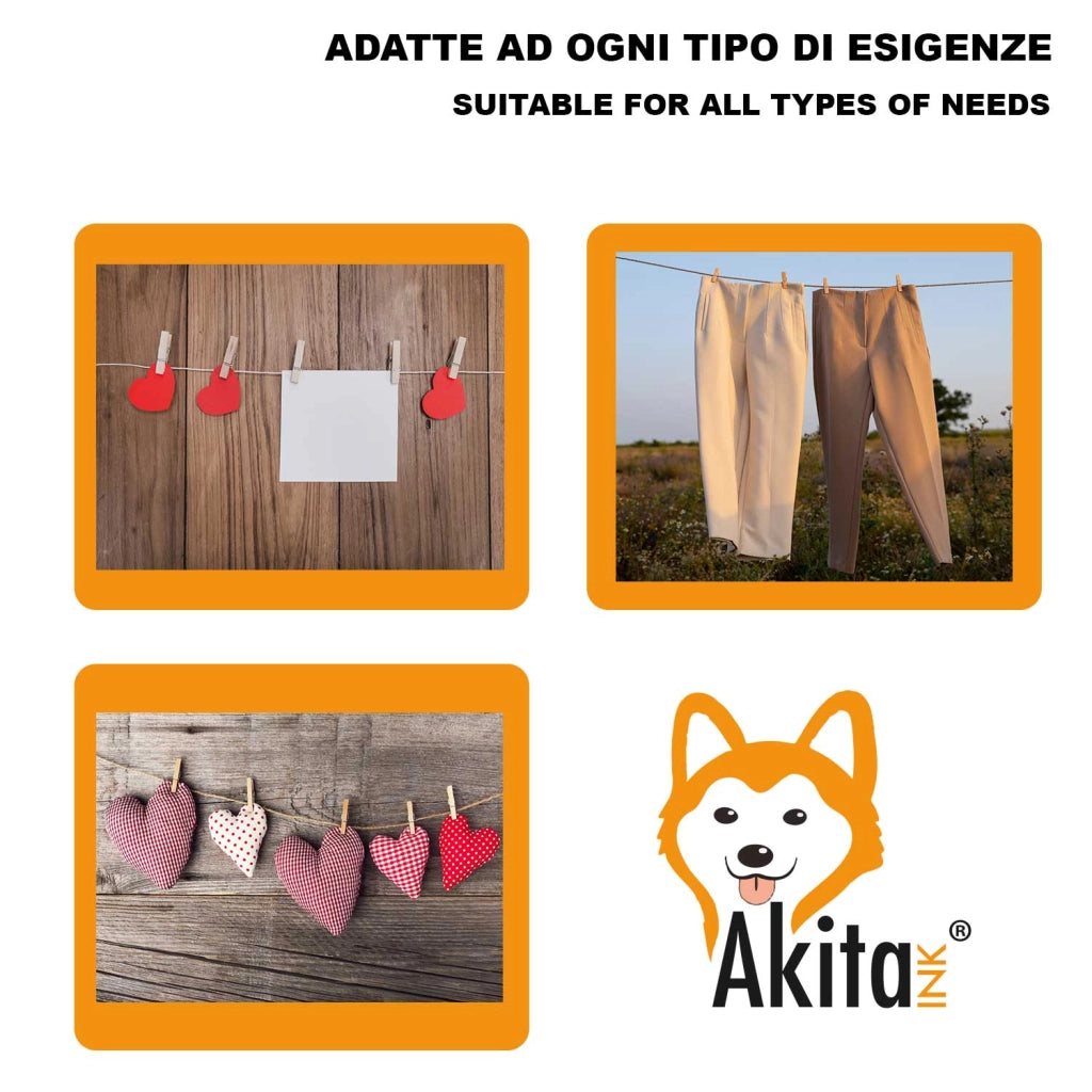Mollette Legno Akitaink 100 Pezzi Bucato 10 cm