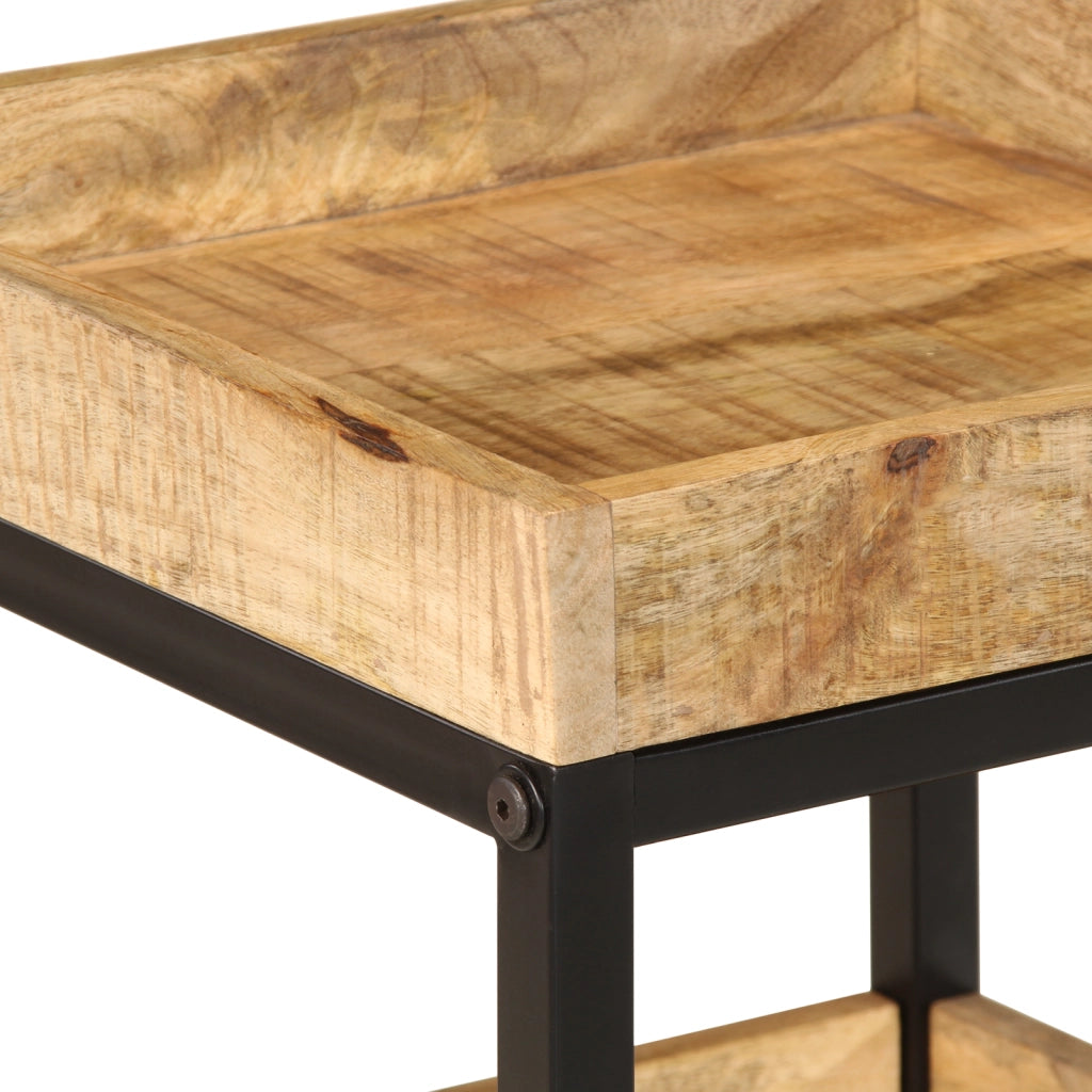 Tavolino 35x35x45 cm Legno Massello di Mango Ruvido