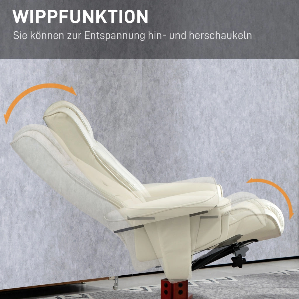 Poltrona Relax con Poggiapiedi ¨C Zephmum ¨C Similpelle Crema Reclinabile