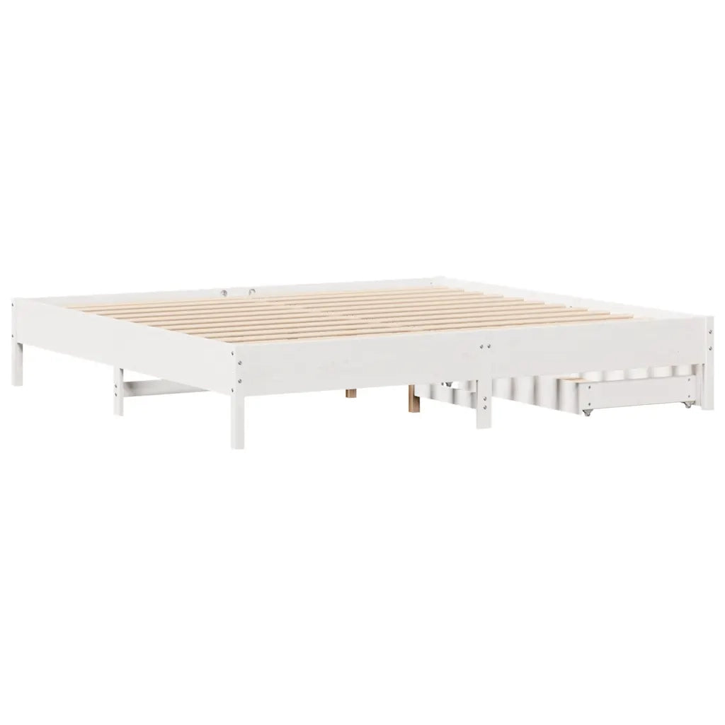 Letto senza Materasso Bianco 180x200 cm Legno Massello di Pino