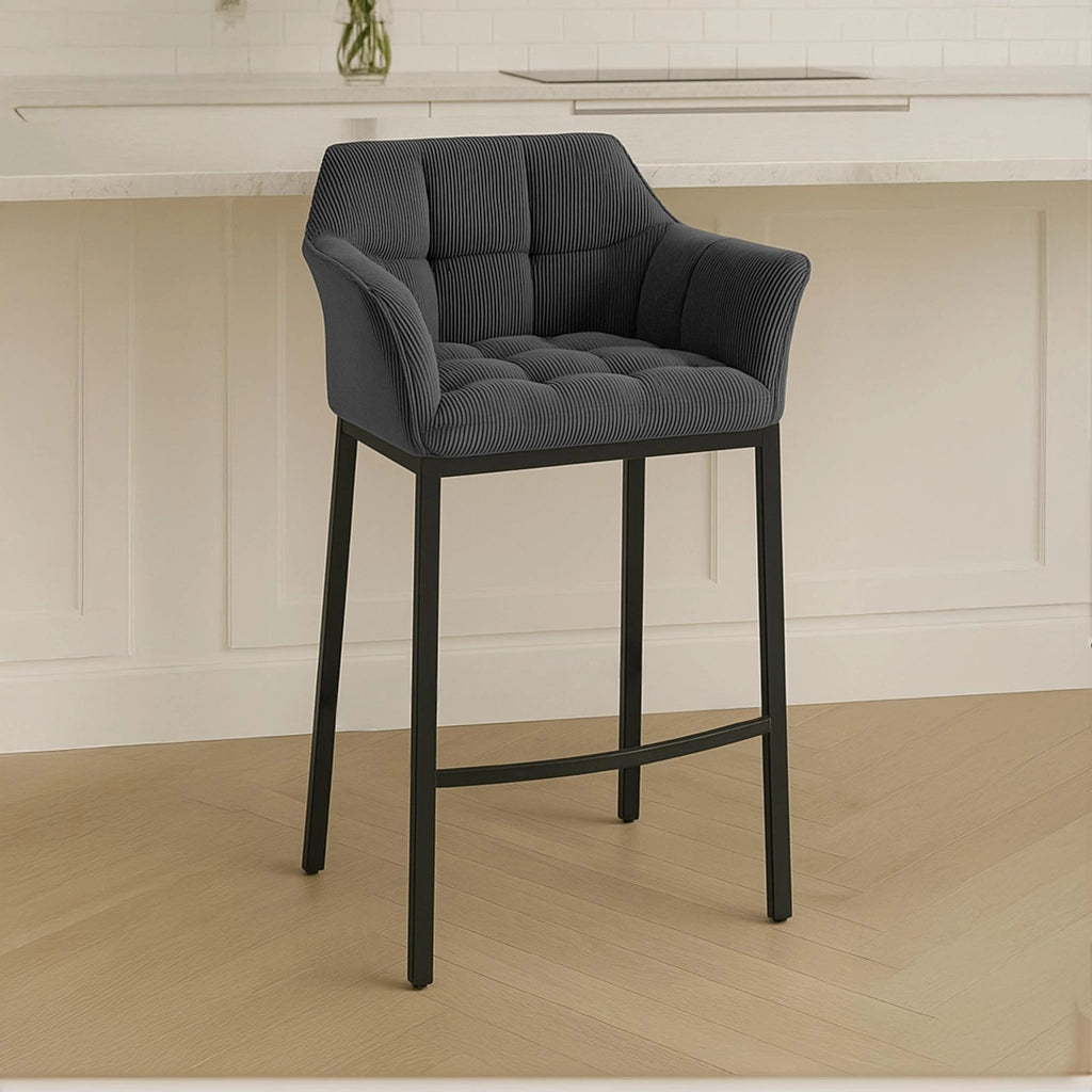 Sgabello bar Damaso B Cord con telaio a 4 piedi 5