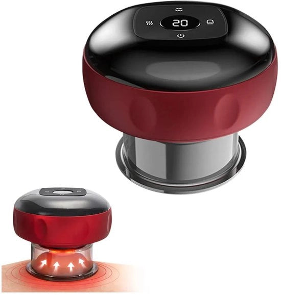 Apparecchio di cupping elettrico per terapia di cupping, rasatura, massaggi, caricamento vibratorio, massaggi (12 velocità, rosso).