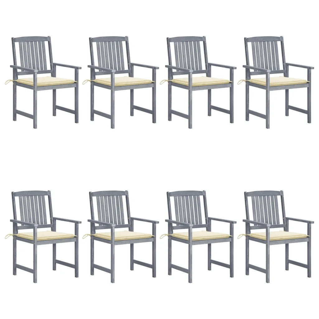 Sedie da Giardino con Cuscini 8 pz in Massello di Acacia Grigie cod mxl 8524
