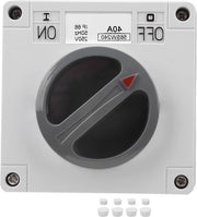 Interruttore rotativo a 2 posizioni IP66, impermeabile, 250V, polverizzato, per uso all'aperto (2P40A)