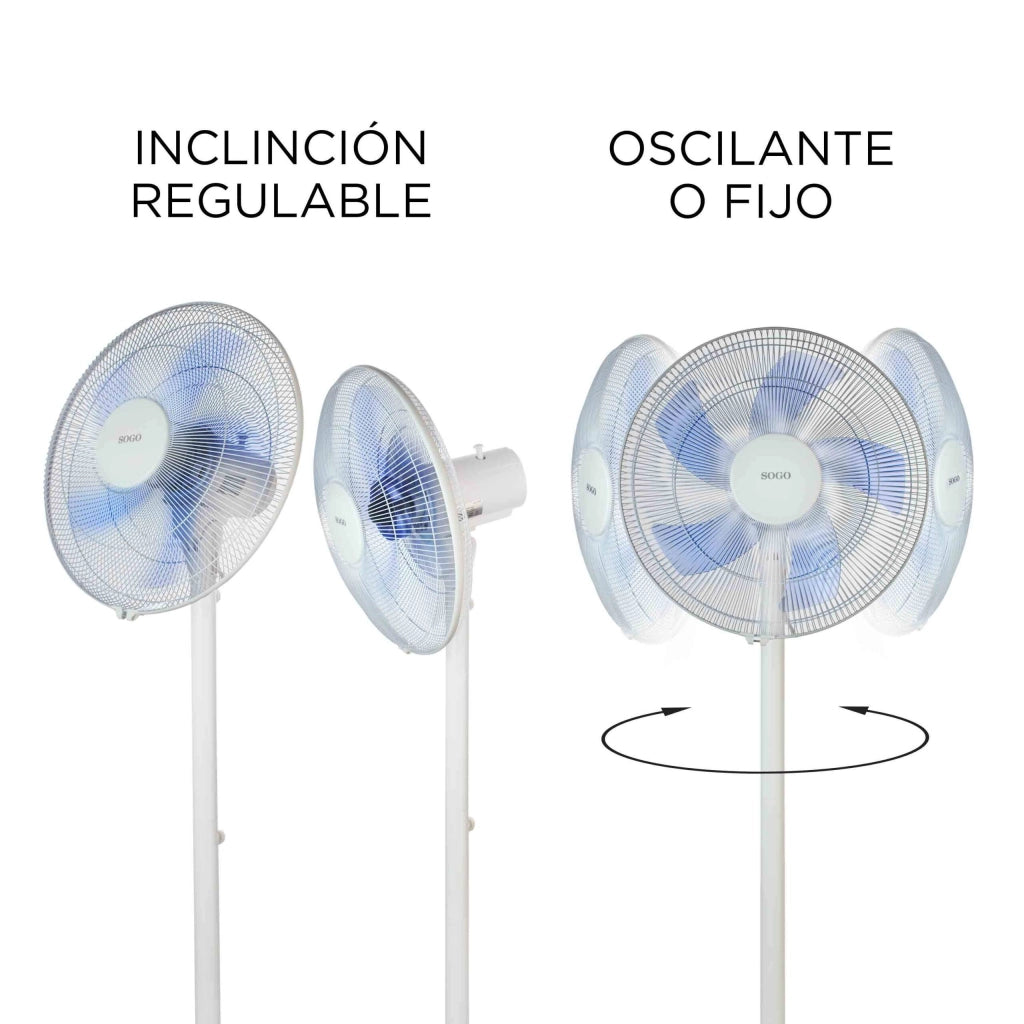 Ventilatore a piantana 40cm con oscillazione, 3 velocità regolabili, altezza 130cm casa ufficio - SOGO