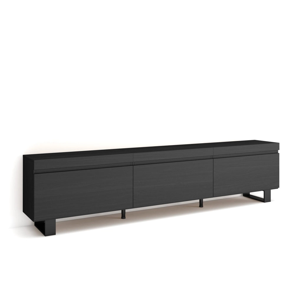 Mobile TV Soggiorno, 240x35x57cm, Design industriale, Nero RF3595