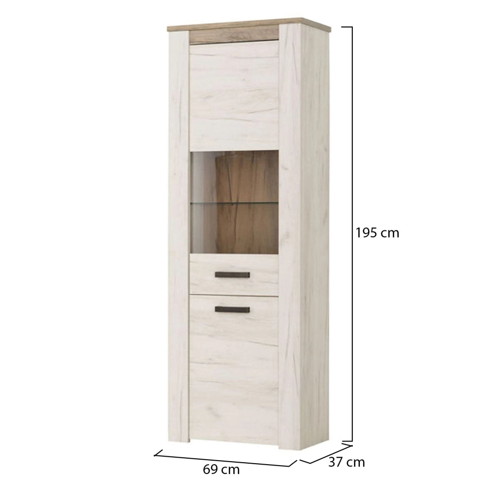 Mobile Espositore Sulbiate, Vetrina 4 Ripiani, 68.5x36.5x195h cm Bianco Larice