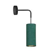 Applique 1 Luce Bente In Acciaio Nero E Paralume Verde E Oro