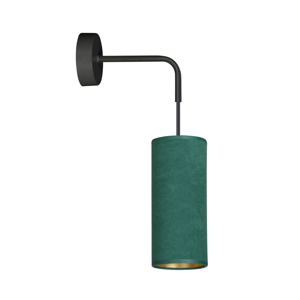 Applique 1 Luce Bente In Acciaio Nero E Paralume Verde E Oro