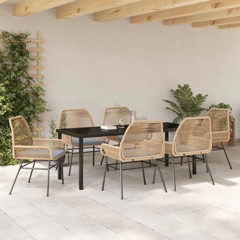 Set da Pranzo per Giardino con cuscino 7 pcs Marrone polyrattan 3380881