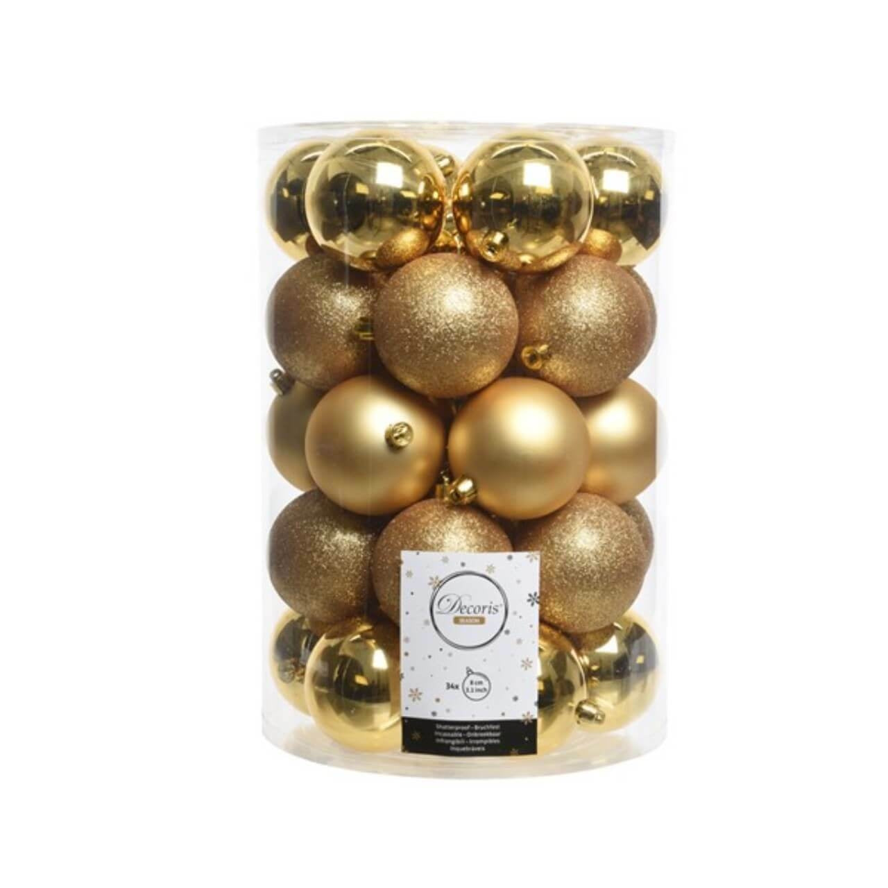 CONFEZIONE 34 PALLINE ORO 8CM