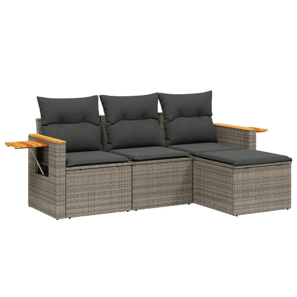 Set Divani da Giardino 4 pz con Cuscini in Polyrattan Grigio 3259148