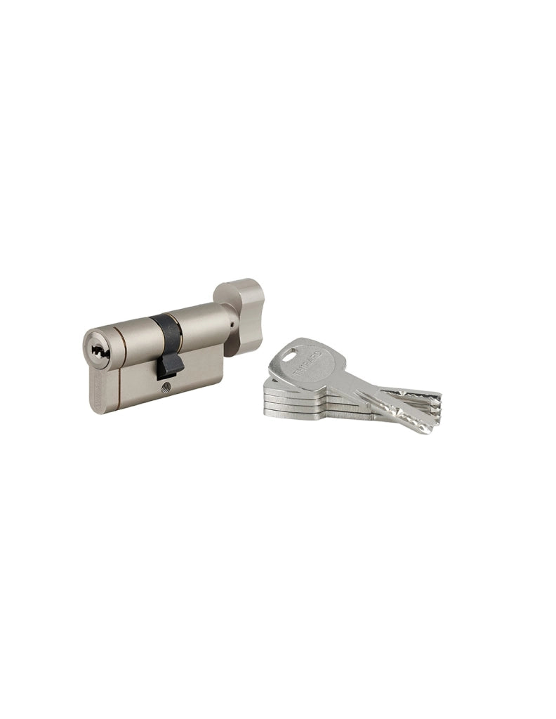 Cilindro europeo Transit 1 con pomolo 30 x 30 mm, nichelato, funzione emergenza, 5 chiavi – THIRARD