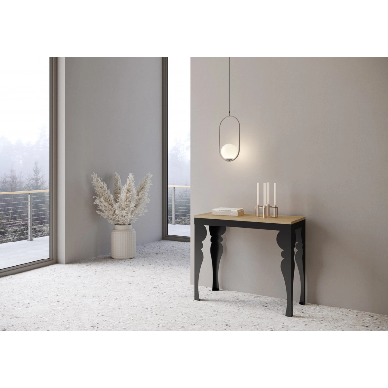 Consolle allungabile 90x40/196 cm Paxon Small Evolution telaio Antracite - Quercia Natura