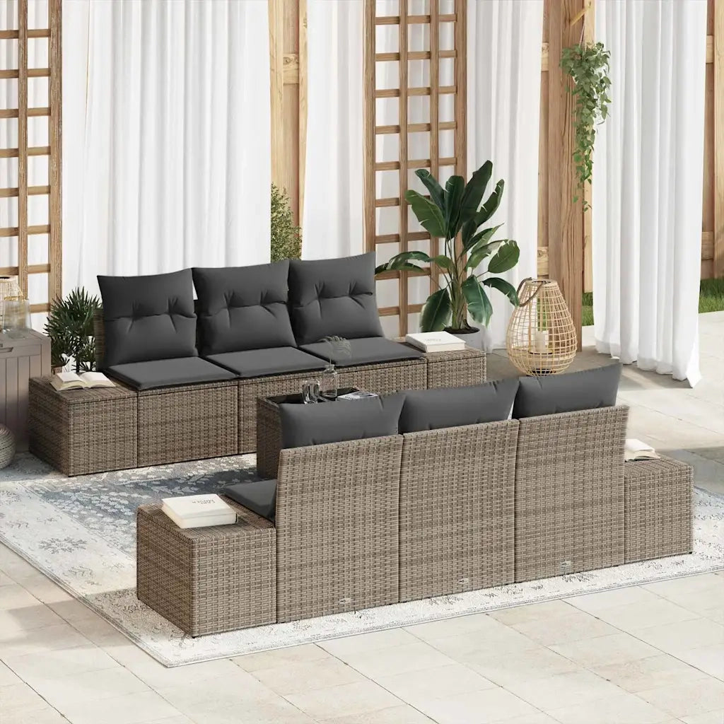 Set Divano da Giardino con cuscino 8 pcs Grigio polyrattan