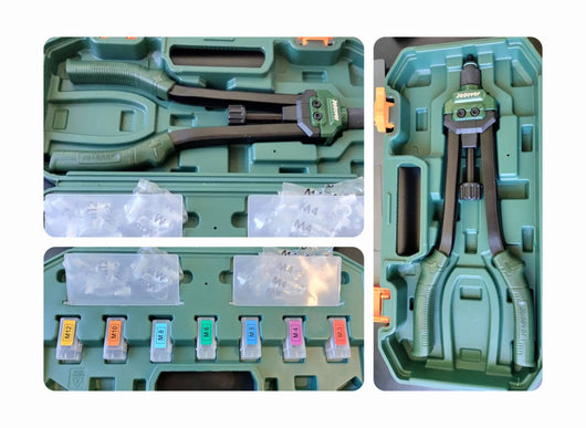 Rivettatrice Manuale Professionale da 16" per Inserti Filettati M3 - M12, con Valigetta, Pinza Rivettatrice per Inserti