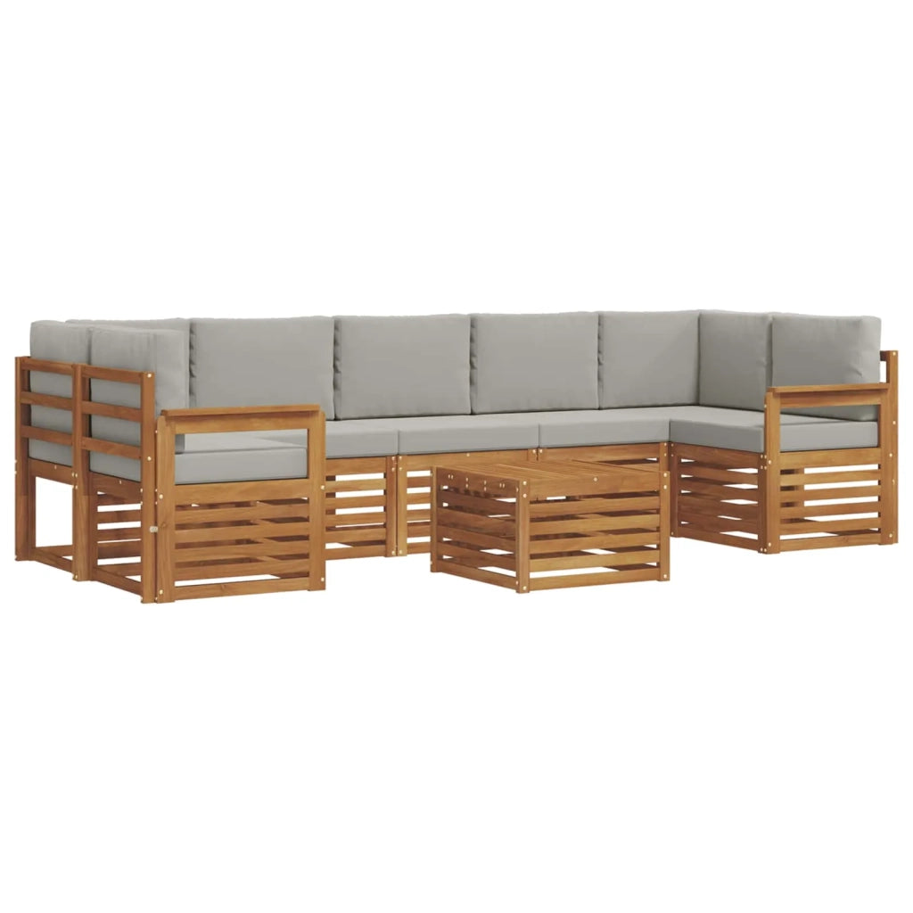 Set di divani da esterno 8 pcs Grigio Naturale e Chiaro