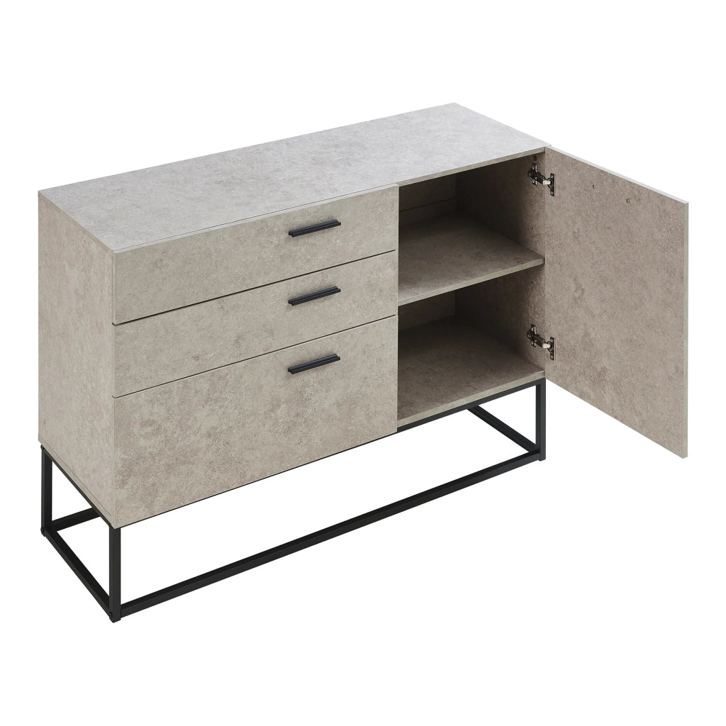 Credenza/cassettiera/mobile contenitore 75 x 100 x 35 cm soggiorno ingresso camera da letto grigio chiaro effetto cemento 03_0009031