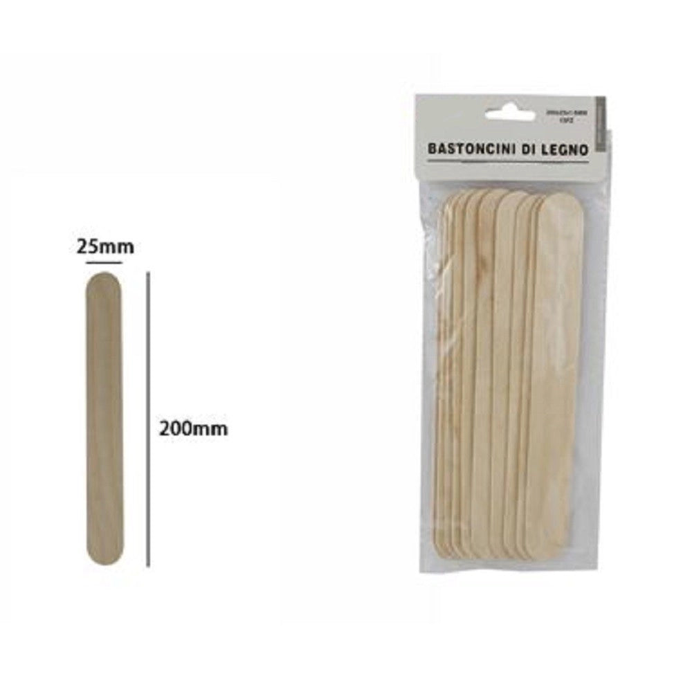 Trade Shop - Set 10 Bastoncini Legno Lavoretti Attività Creative Stecchette 25x200 Mm 53854a -