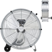 Ventilatori da Pavimento, 3 Velocità di Vento Regolabili, Ventilatore Industriale in Metallo, 2 Ruote in Gomma, per Magazzino, Officina, Cantina, Ufficio, Ø60 CM (Argento)