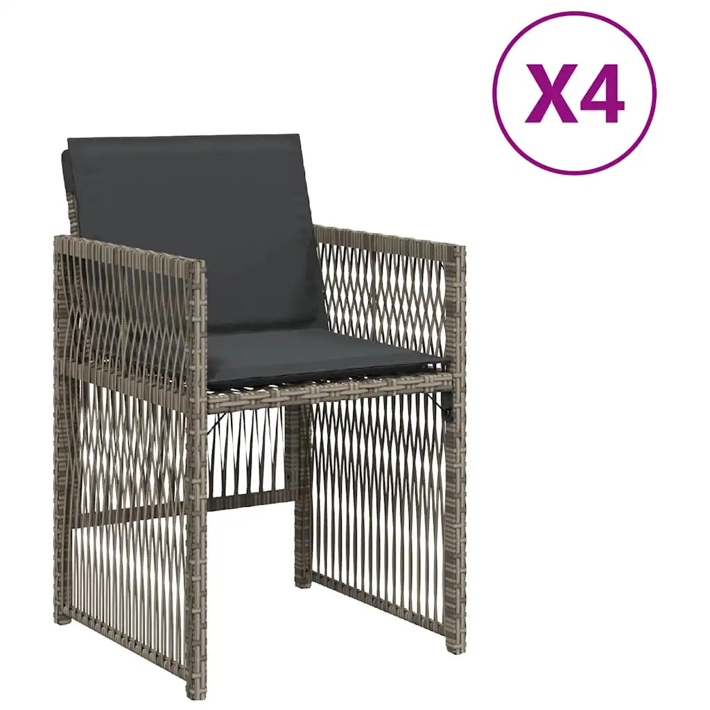 Sedie da Giardino con Cuscini 4 pz | Sedie da Esterno Grigio in Polyrattan