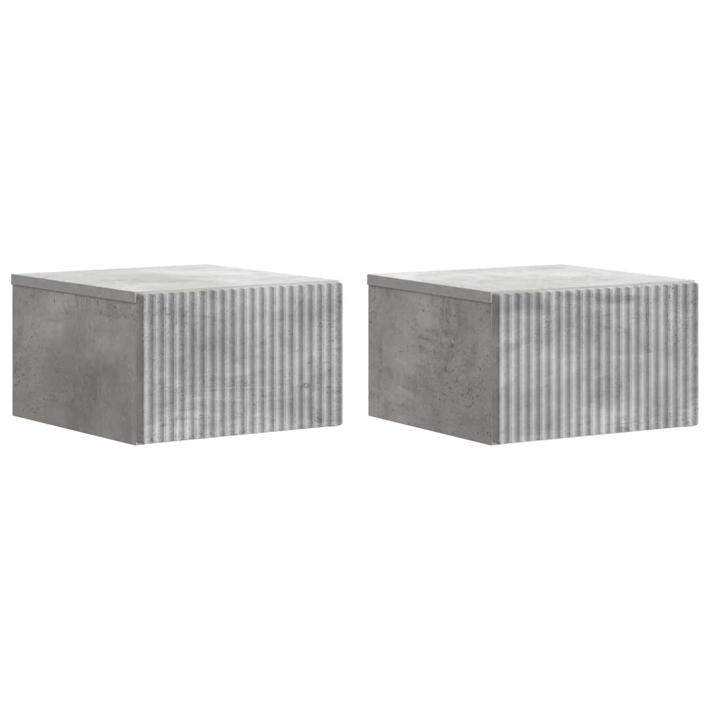 Mobiletto da notte a muro con cassetto 2 pcs Grigio Cemento 898432