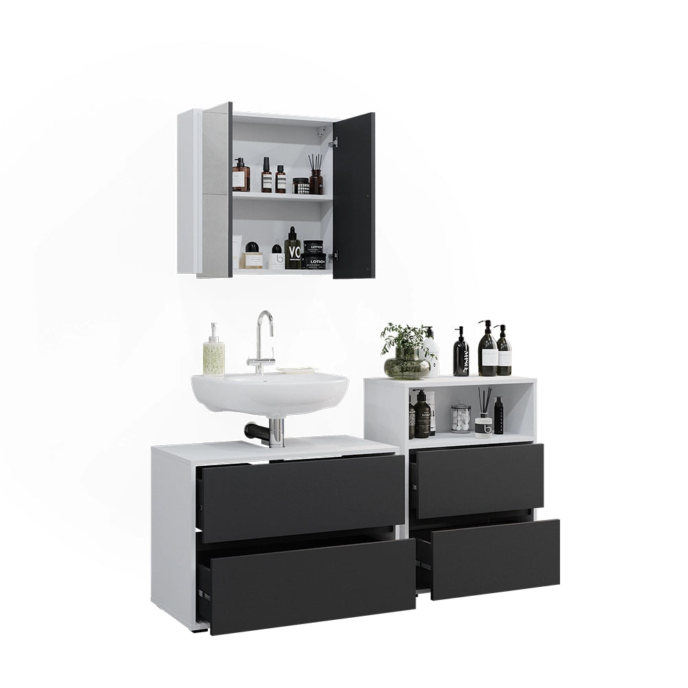 Vicco Set di mobili da bagno Bianco/antracite 3 parti