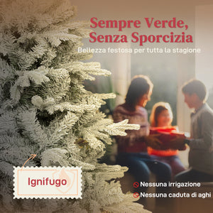 Albero di Natale Innevato Alto 150 cm con 828 Rami e Base in Metallo Verde