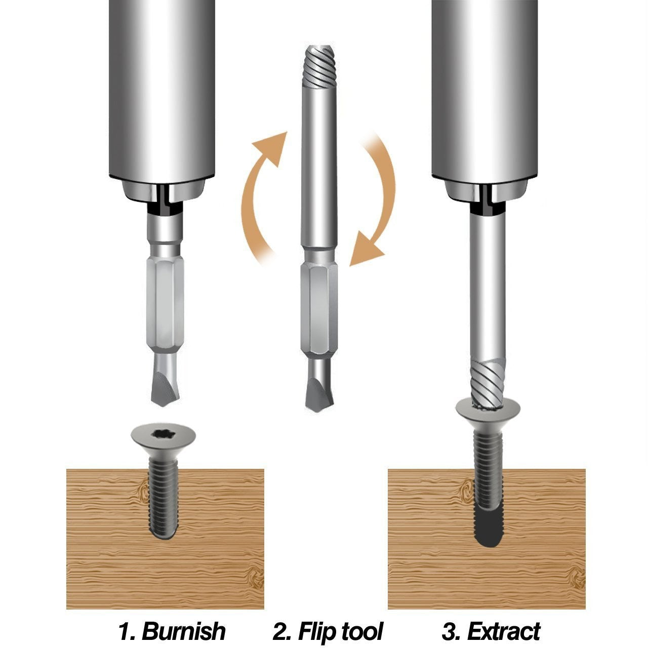 Kit 4 estrattori in acciaio da Trapano Avvitatore per viti bulloni danneggiati