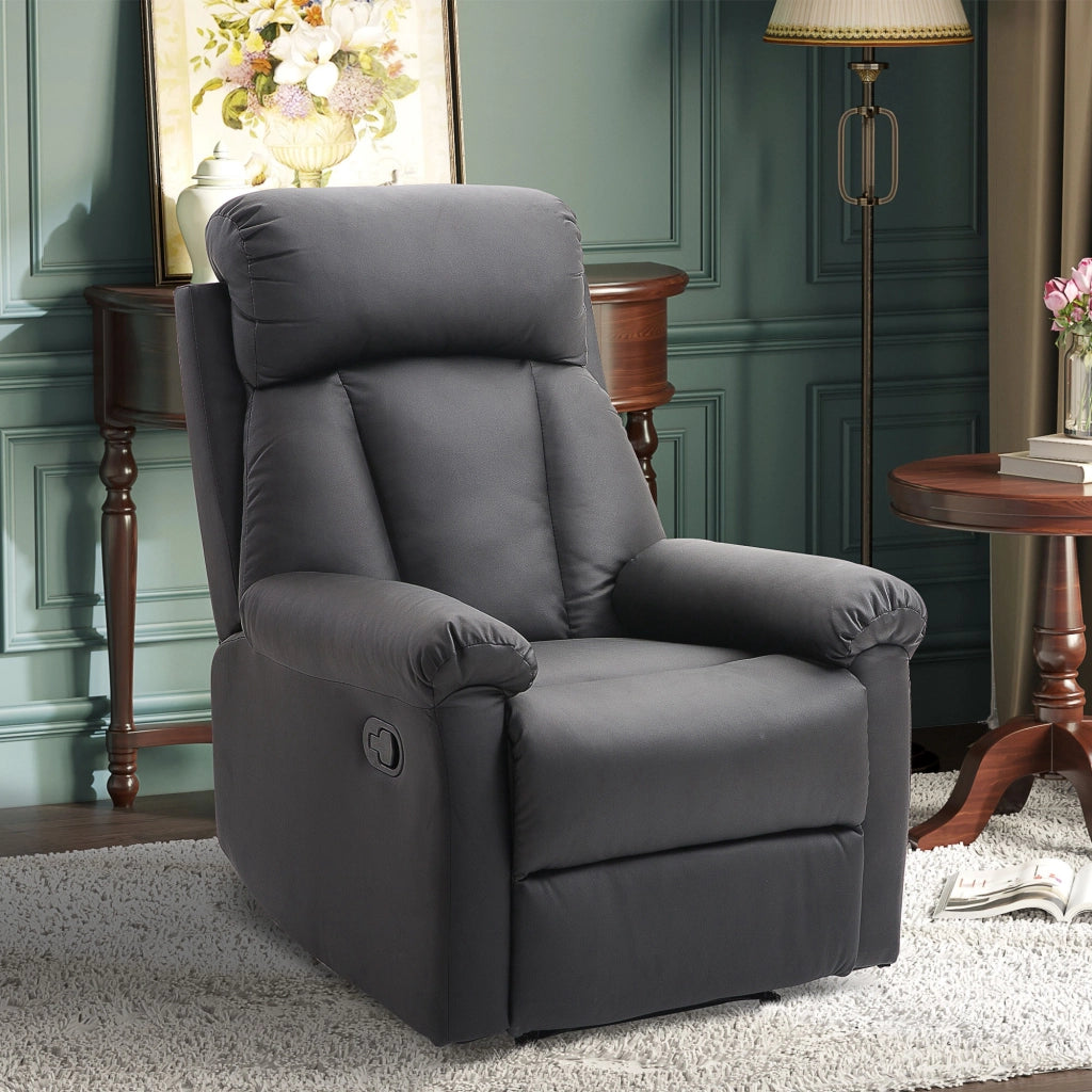 Poltrona Relax Reclinabile ¨C Xylo ¨C Imbottita Ergonomica Poggiapiedi Similpelle Nero 80x97x107cm