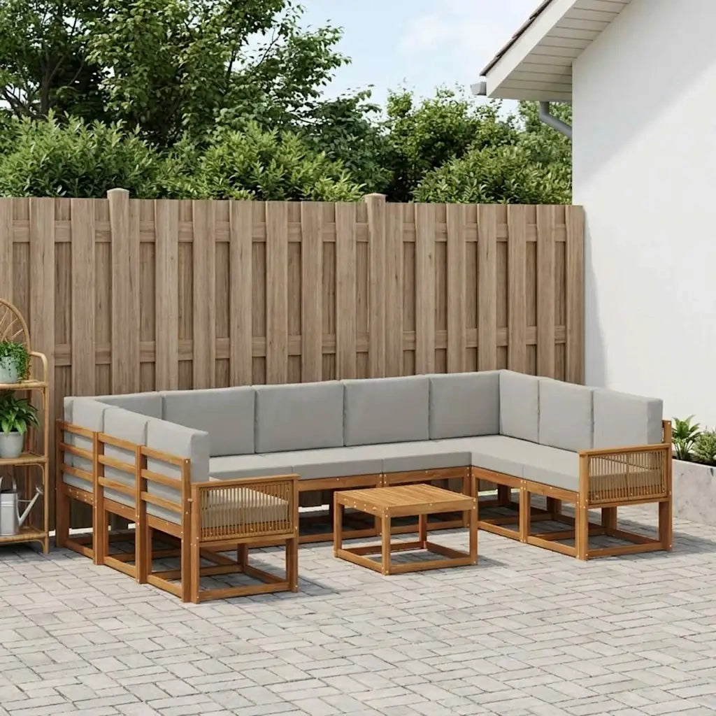 Set di divani da esterno 10 pcs Naturale e Grigio Chiaro 3385557