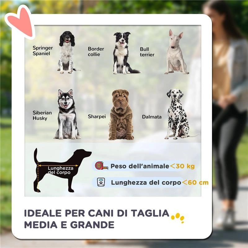 PASSEGGINO PER CANI PIEGHEVOLE CON INGRESSI A CERNIERA E FINESTRE A RETE 112X65X100 CM GRIGIO SCURO E NERO