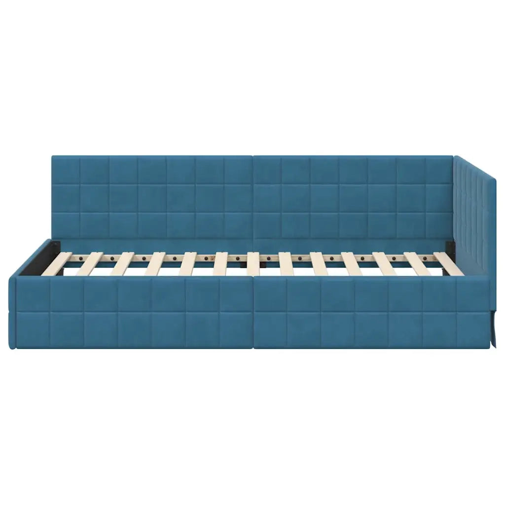 vidaXL Cornice del letto ad angolo Blu 90 x 190 cm Velluto