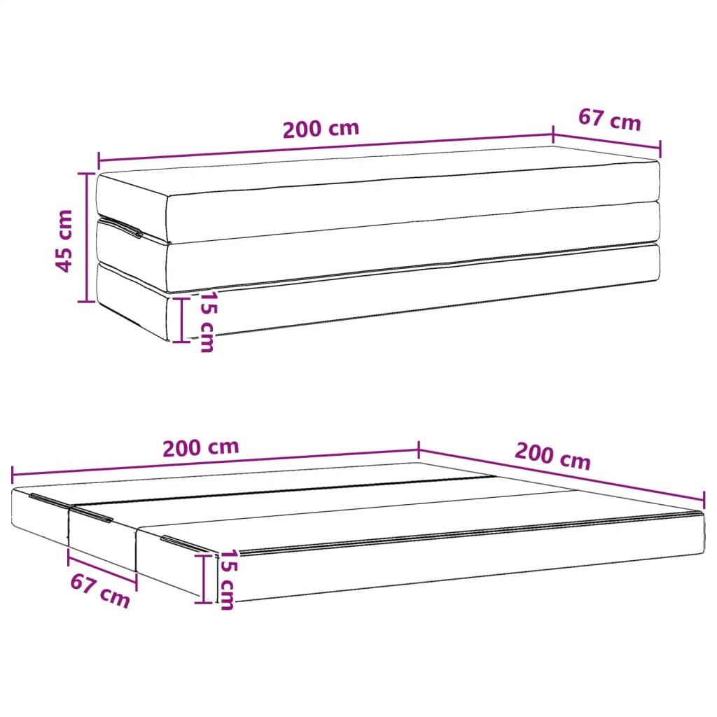Divano Letto Pieghevole 200 x 67 x 45 cm Grigio Chiaro 900256