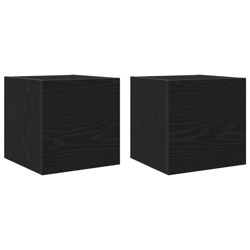 Mobile TV da parete  2 pezzi Rovere Nero 30,5x30x30 cm