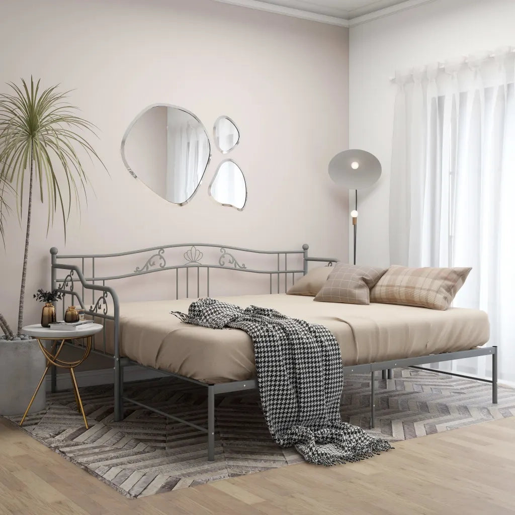 Telaio Divano Letto Estraibile Grigio in Metallo 90x200 cm 324766