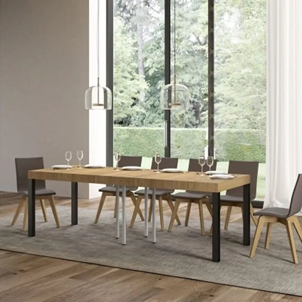 Tavolo allungabile 90/246x90 cm Everyday Premium colore quercia natura gambe antracite
